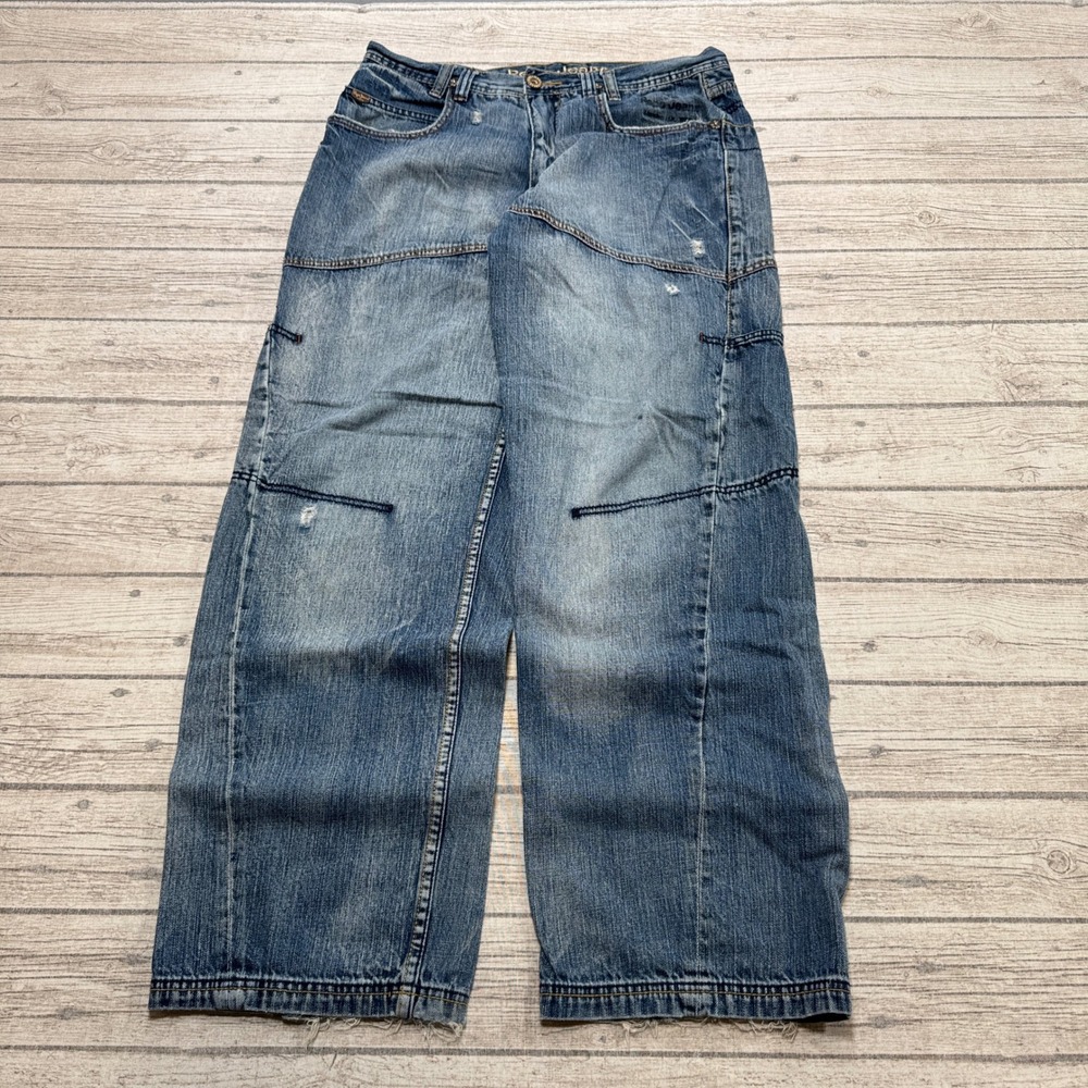 Vintage Pepe Jeans London Jeans Men's 36x33 Blue Denim Wide Leg Baggy Distressed